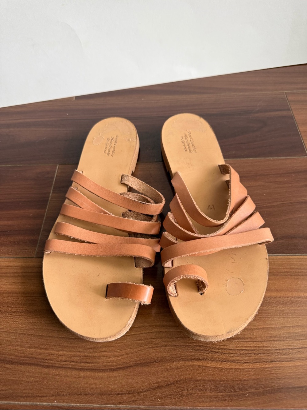 Handmade Greek Sandals 41 Real Leather Strappy Slides US 9.5/10 Grecian